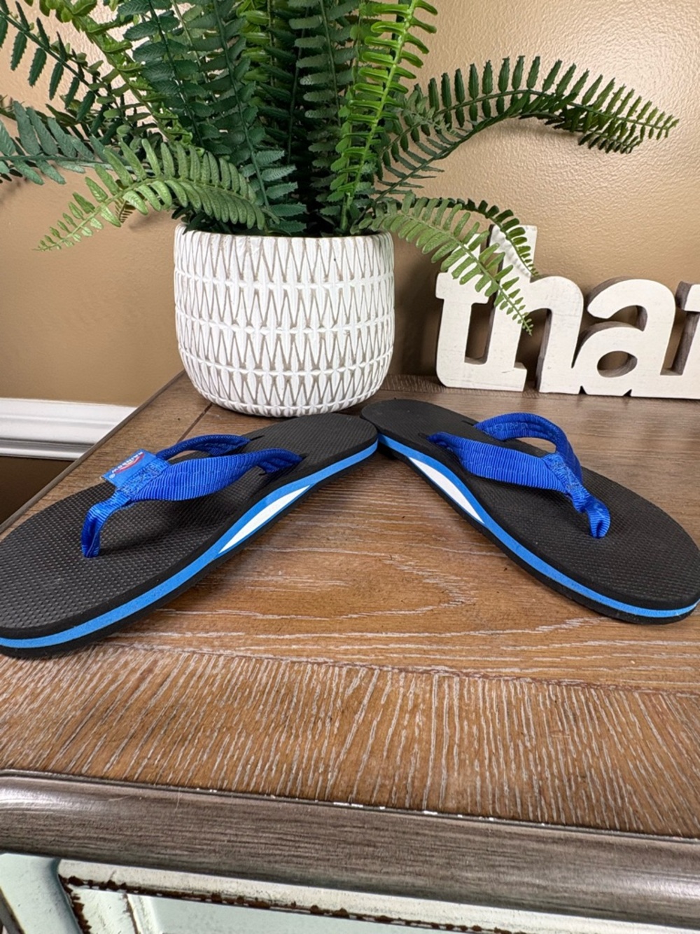 Rainbow Royal Blue Women’s Flip Flop Sandals Size 7 - Picture 7 of 12